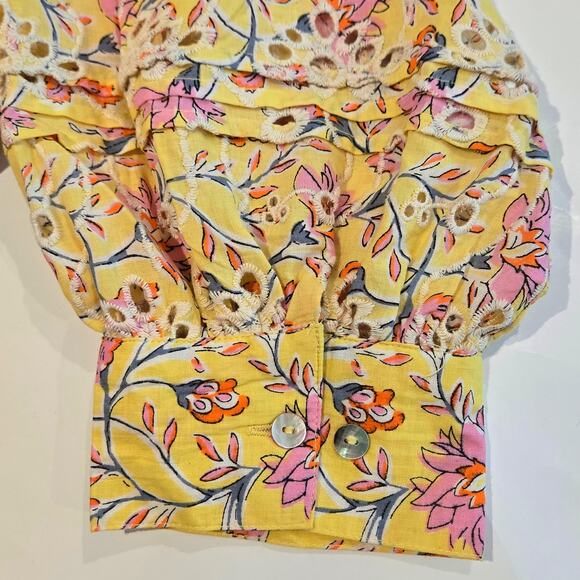 dRA Los Angeles Yara Yellow Floral Eyelet Print Mini Dress with Slip, Size XS - Picture 7 of 15